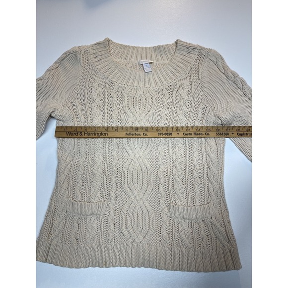 Chico's Women's Knit Crochet‎ Pullover Sweater Beige Size 1 Medium - Picture 7 of 7
